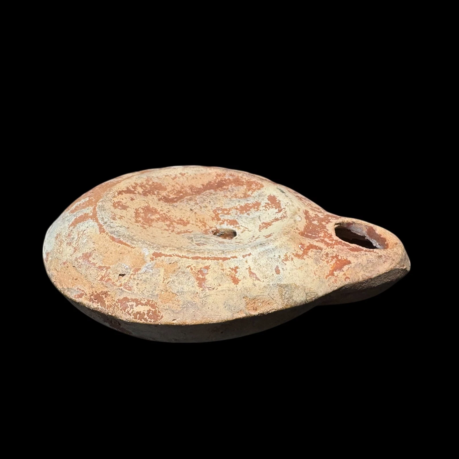Ancient Roman Pottery Oil Lamp, 3rd–5th Century AD, Holy Land