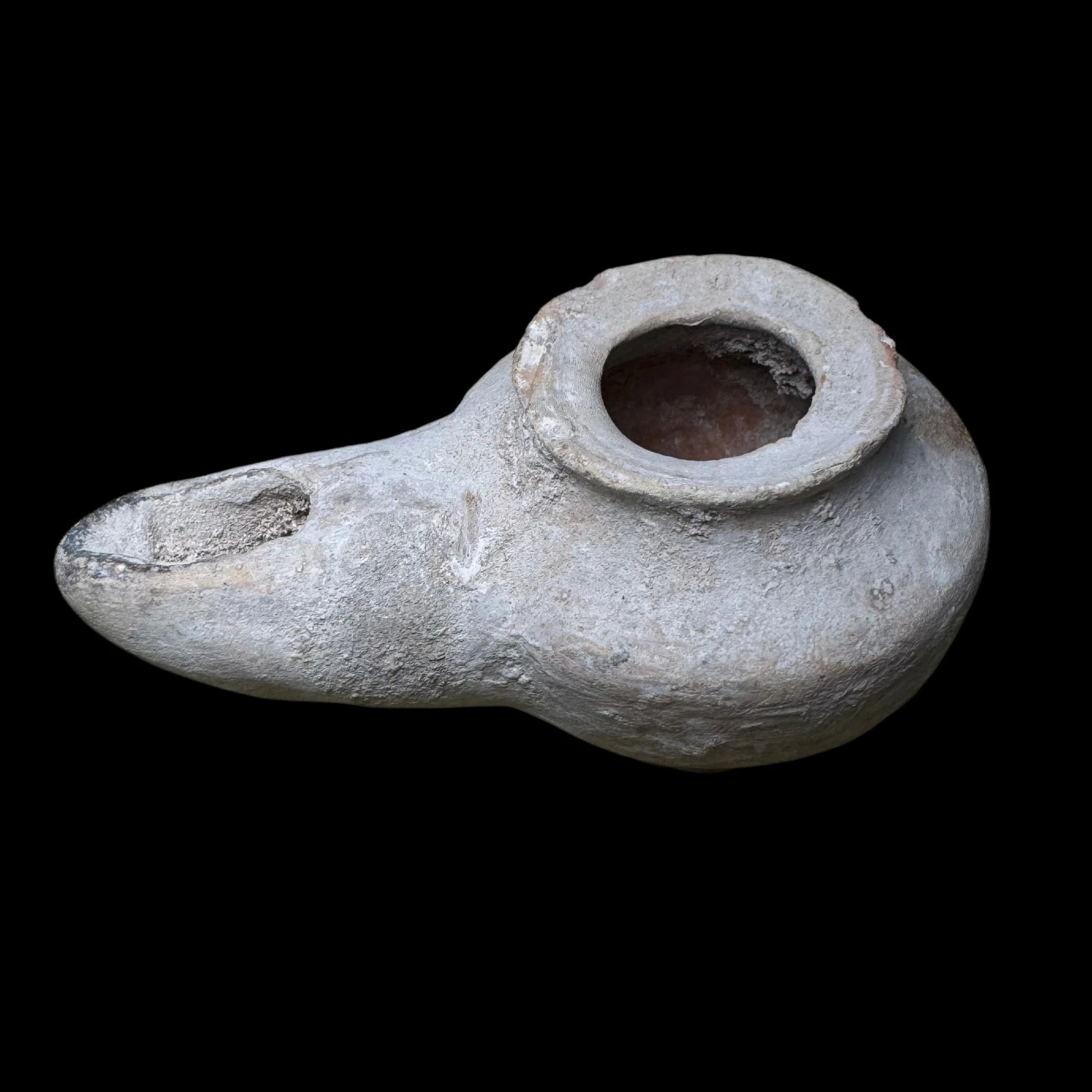 Ancient Hellenistic / Early Roman Clay Oil Lamp — Wheel Made, Holy Land Style