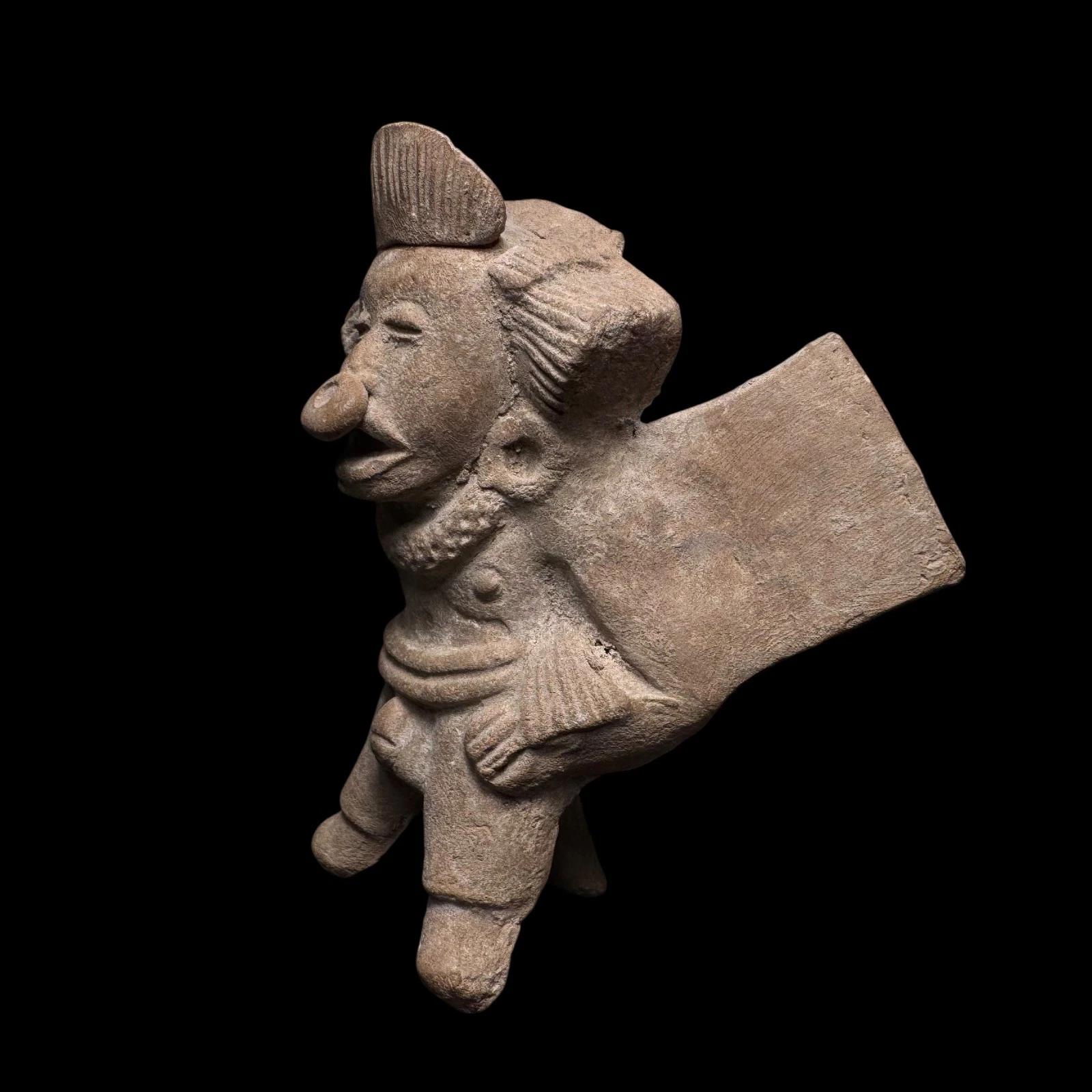 Pre-Columbian Veracruz pottery figure whistle