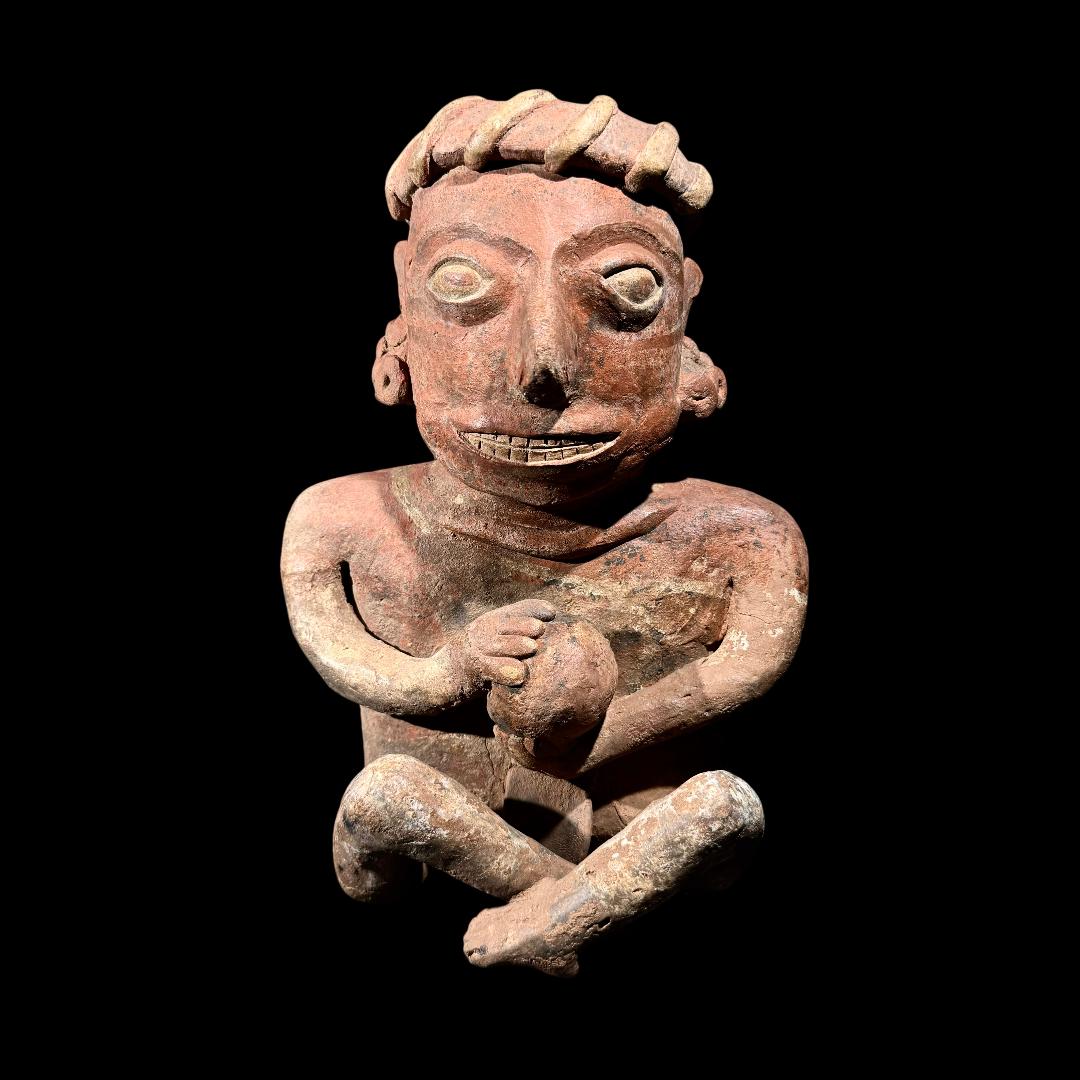 Pre-Columbian Nayarit Seated Figure Holding Ball