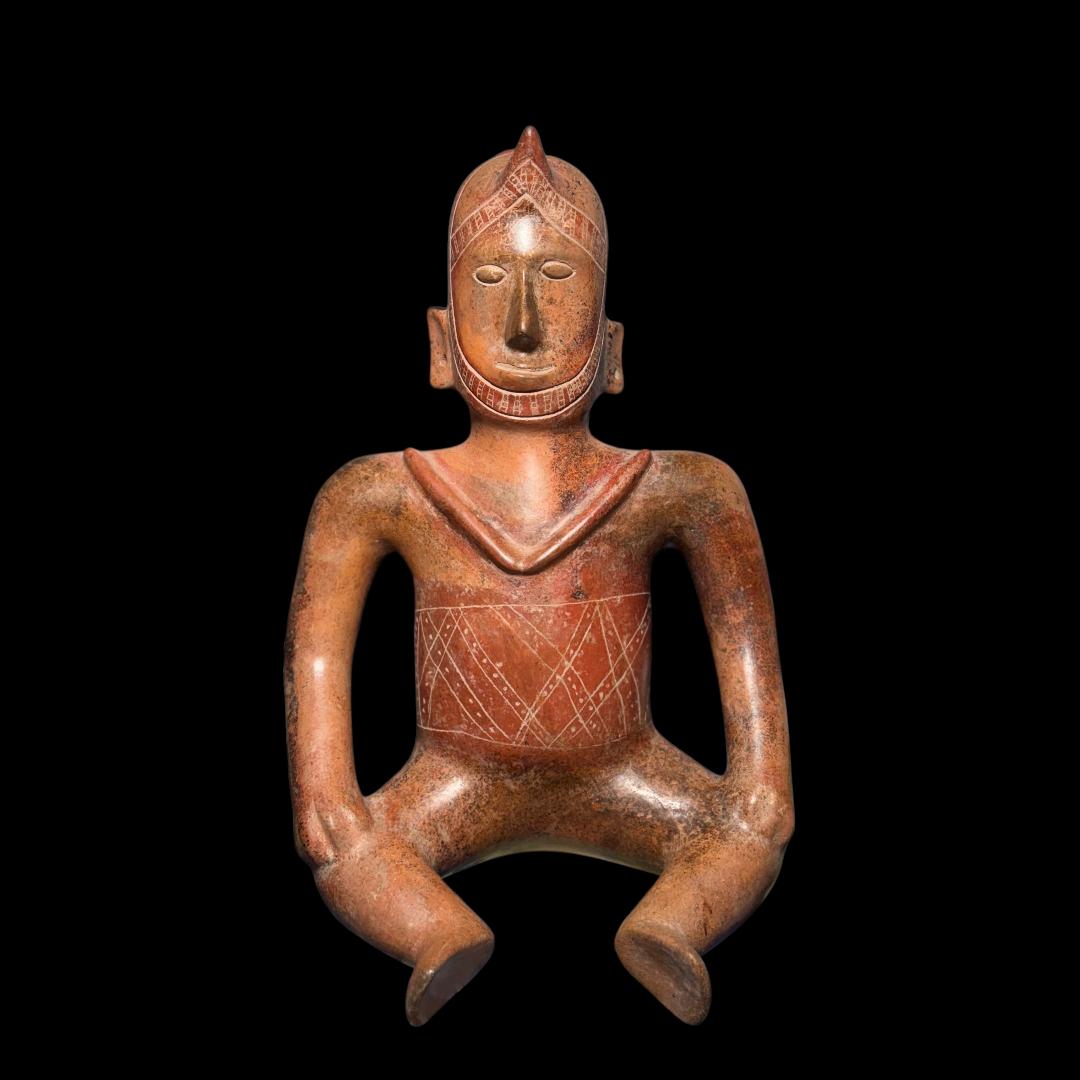 Pre-Columbian Colima shaman pottery figure