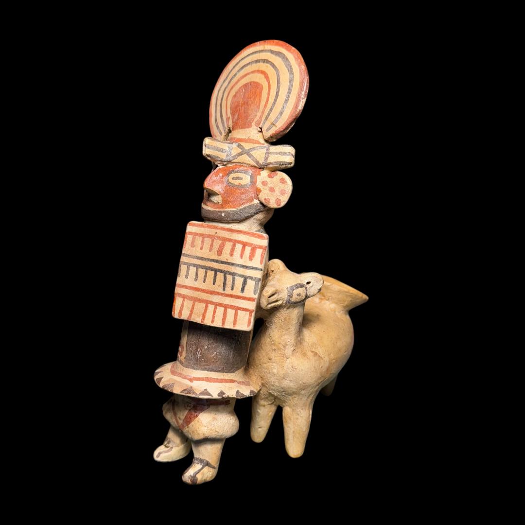 Pre-Columbian Recuay Warrior Vessel with Llama