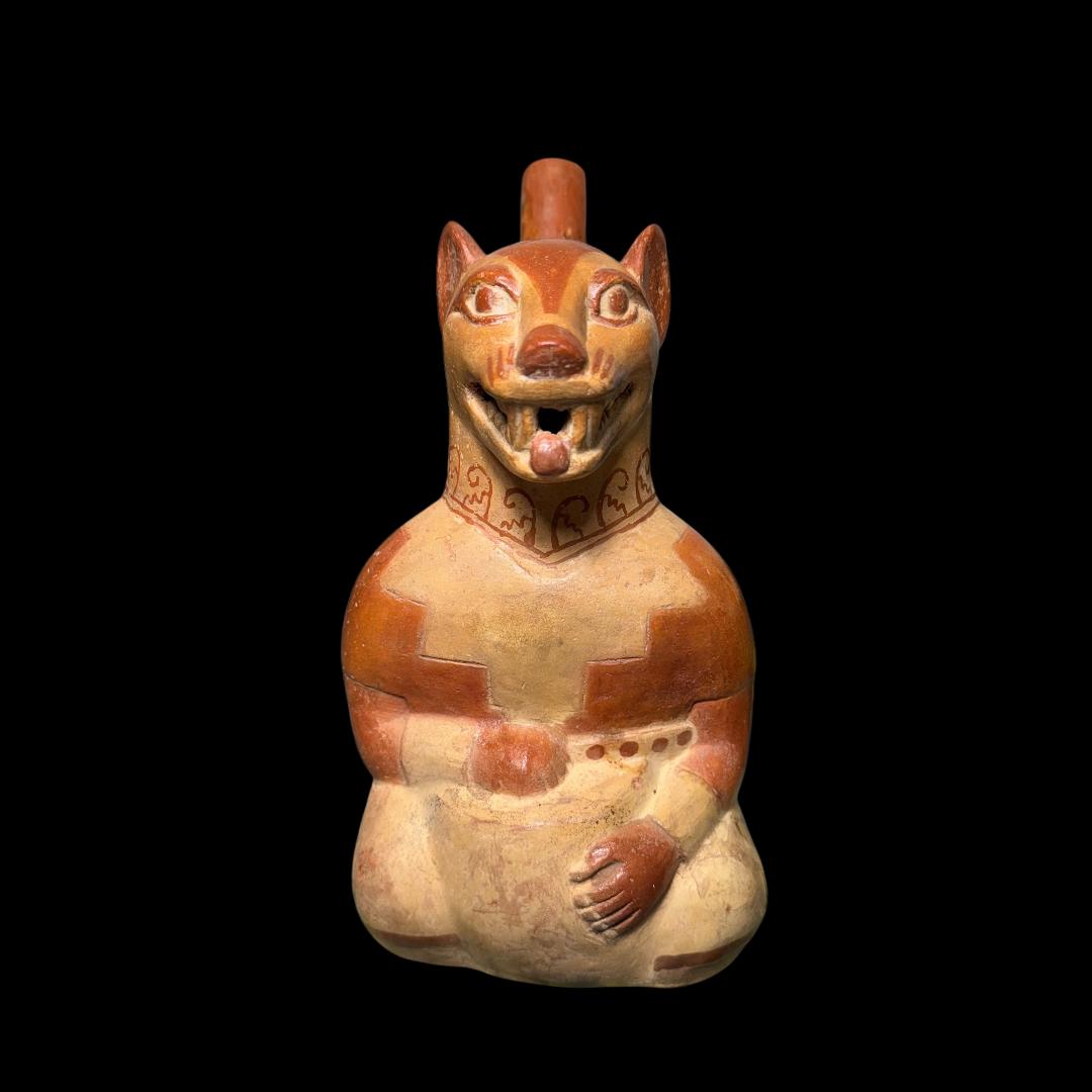 Pre-Columbian Moche V Fox Drummer Vessel, Peru, ca. 600–800 CE