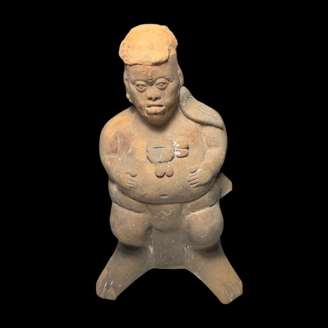 Pre-Columbian Maya Dwarf pottery whistle figure