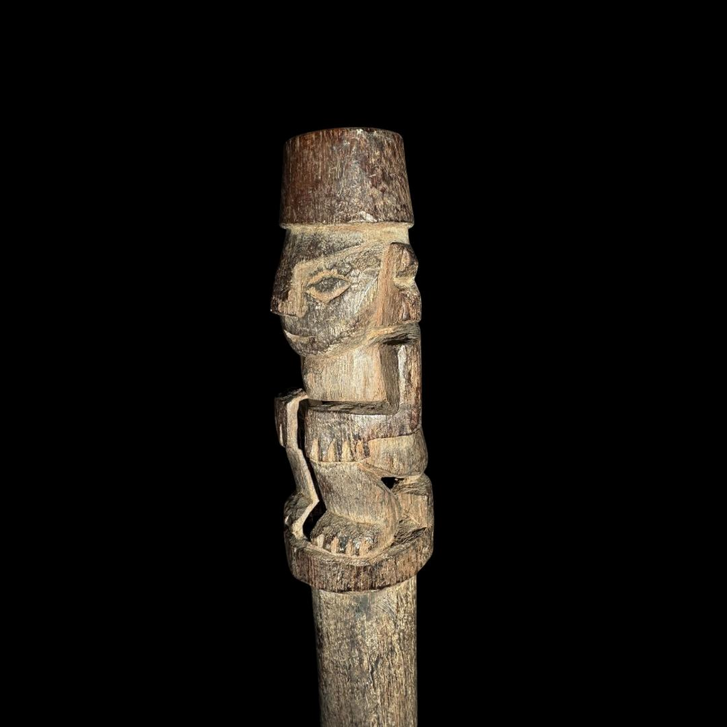 Pre-Columbian Chimú Wooden Staff with Anthropomorphic Finial