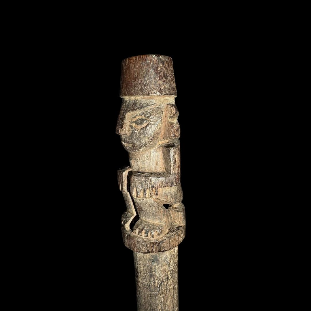 Pre-Columbian Chimú Wooden Staff with Anthropomorphic Finial