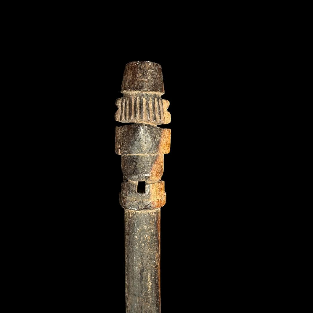 Pre-Columbian Chimú Wooden Staff with Anthropomorphic Finial