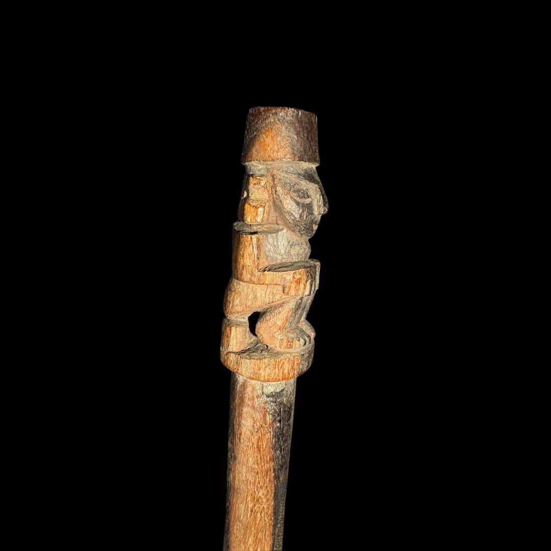 Pre-Columbian Chimú Wooden Staff with Anthropomorphic Finial