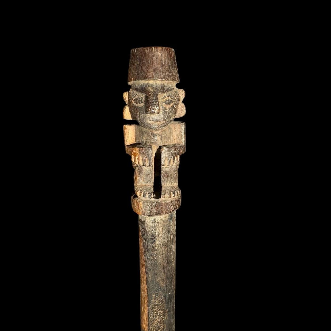 Pre-Columbian Chimú Wooden Staff with Anthropomorphic Finial