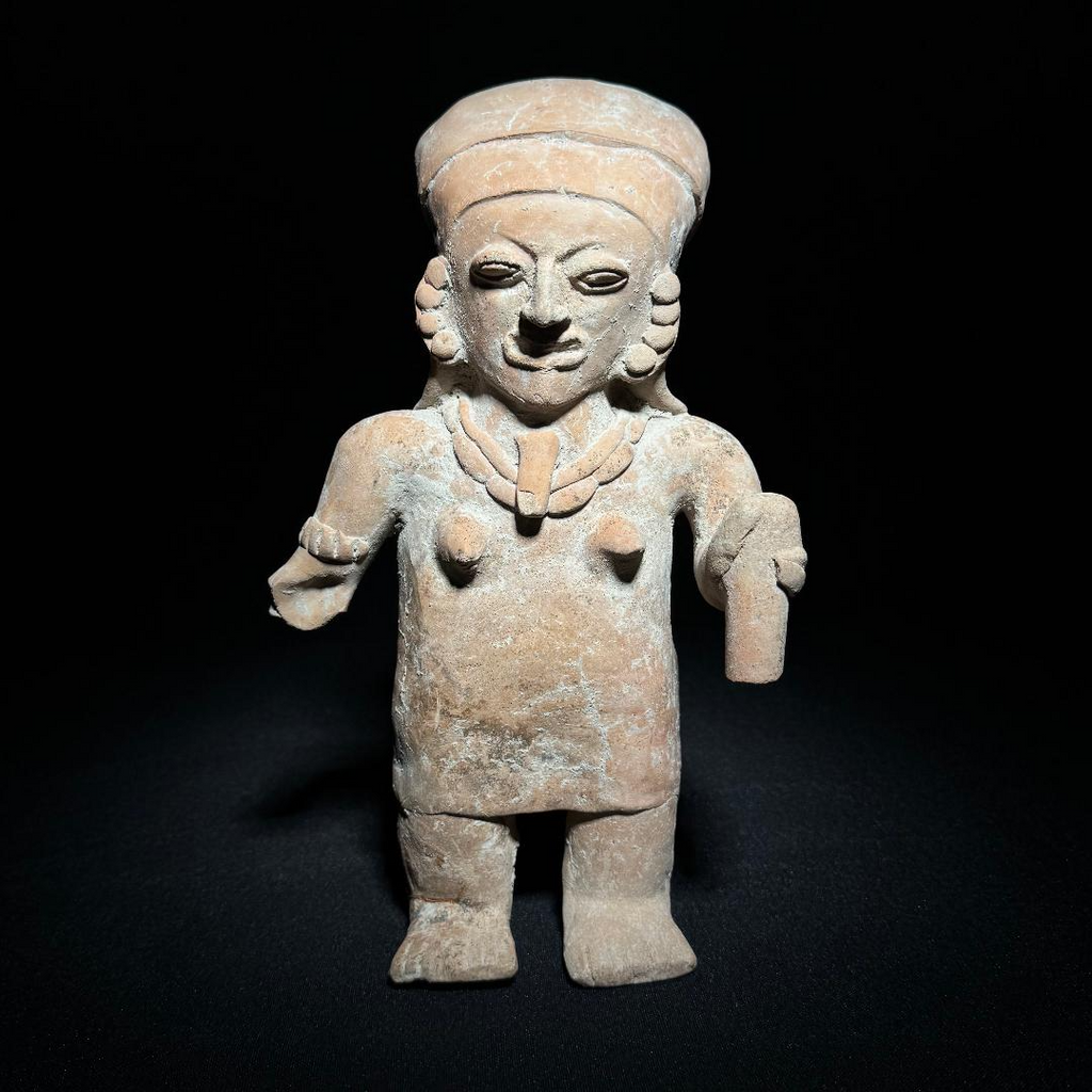 Pre-Columbian Jama-Coaque Pottery Figure with Rattle