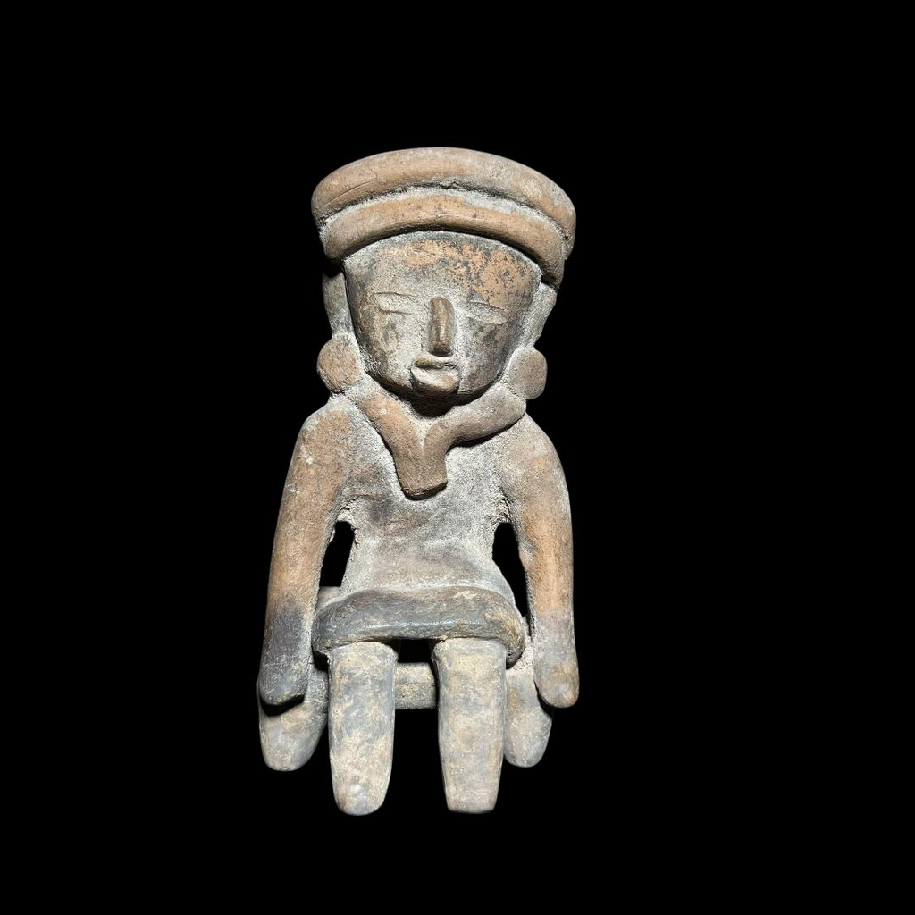 Pre-Columbian Veracruz Pottery Seated Bench Figure