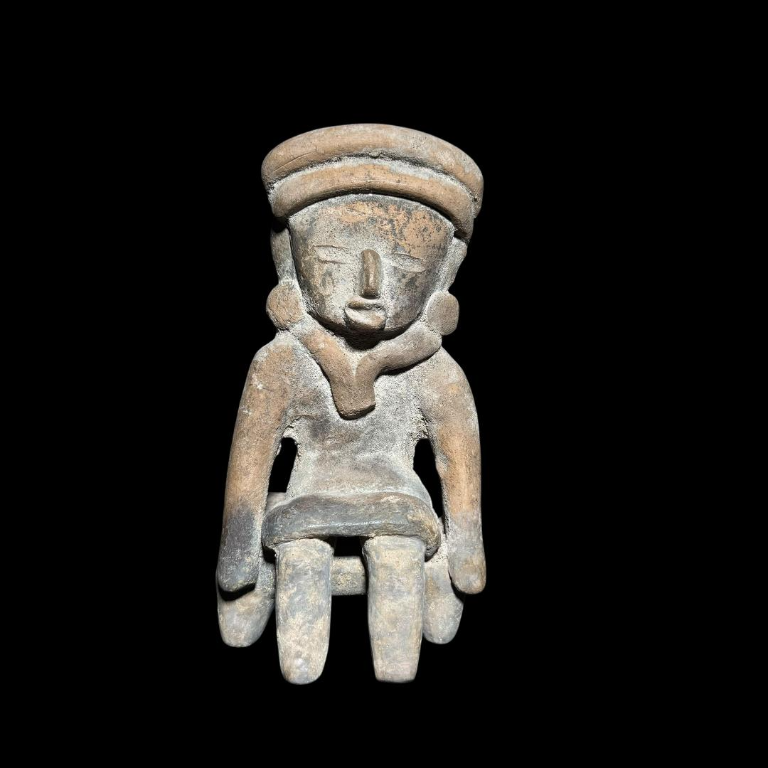 Pre-Columbian Veracruz Pottery Seated Bench Figure