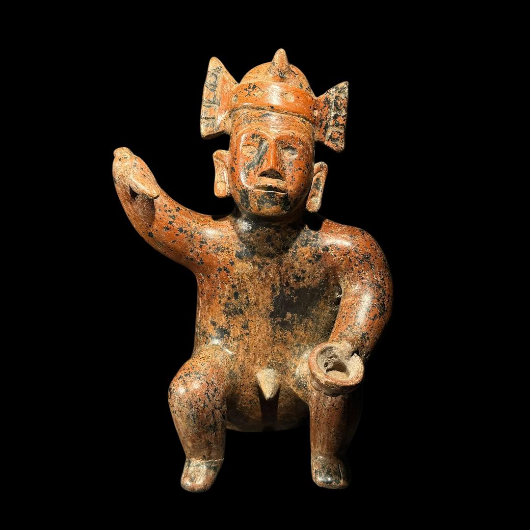 Pre-Columbian Colima shaman pottery figure