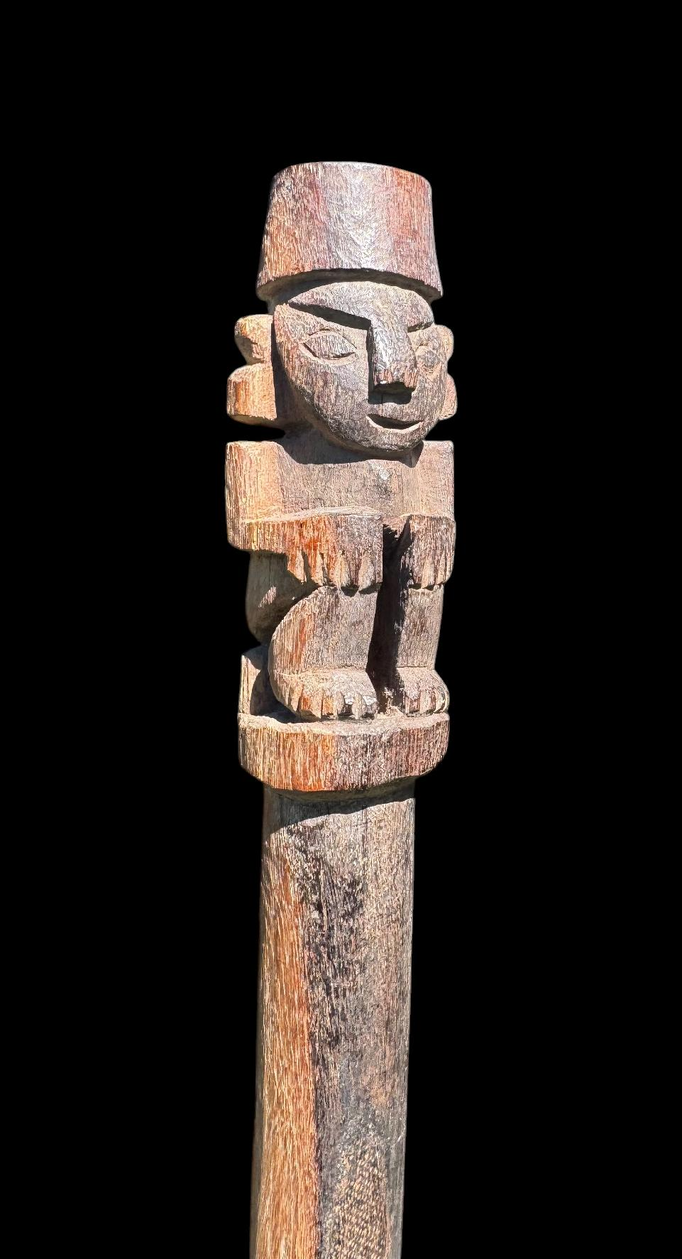 Pre-Columbian Chimú Wooden Staff with Anthropomorphic Finial