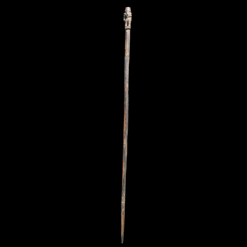 Pre-Columbian Chimú Wooden Staff with Anthropomorphic Finial