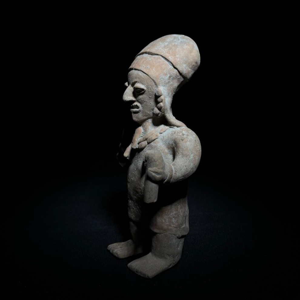 Pre-Columbian Jama-Coaque Pottery Figure with Rattle