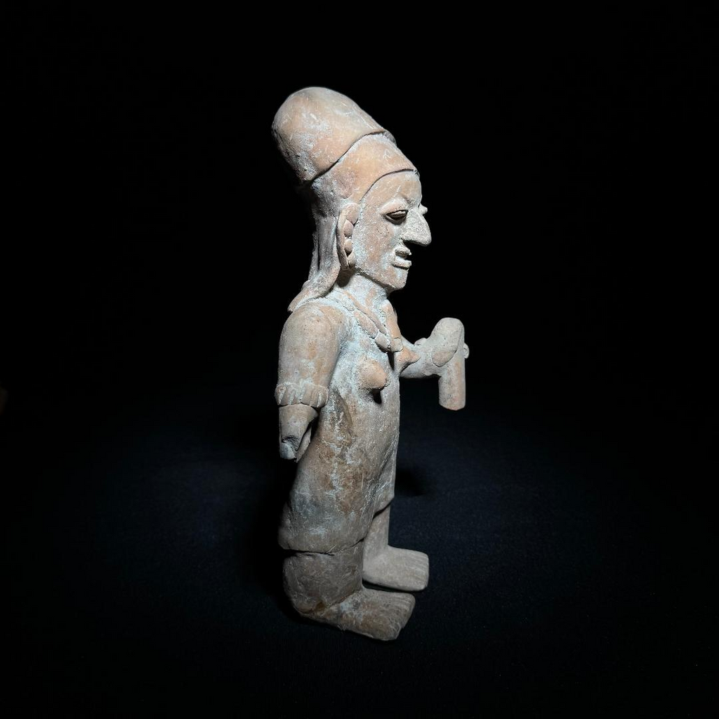 Pre-Columbian Jama-Coaque Pottery Figure with Rattle
