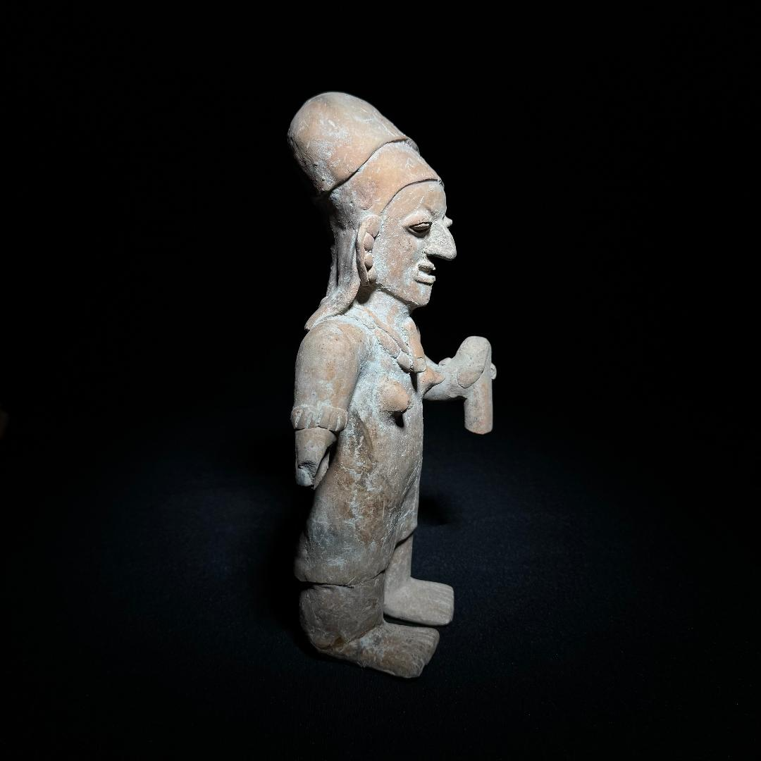 Pre-Columbian Jama-Coaque Pottery Figure with Rattle